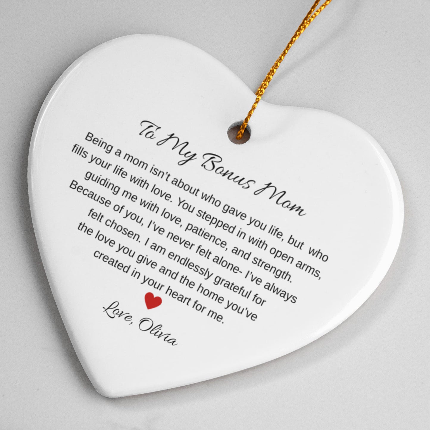 To My Second Mom Ceramic Heart Ornament