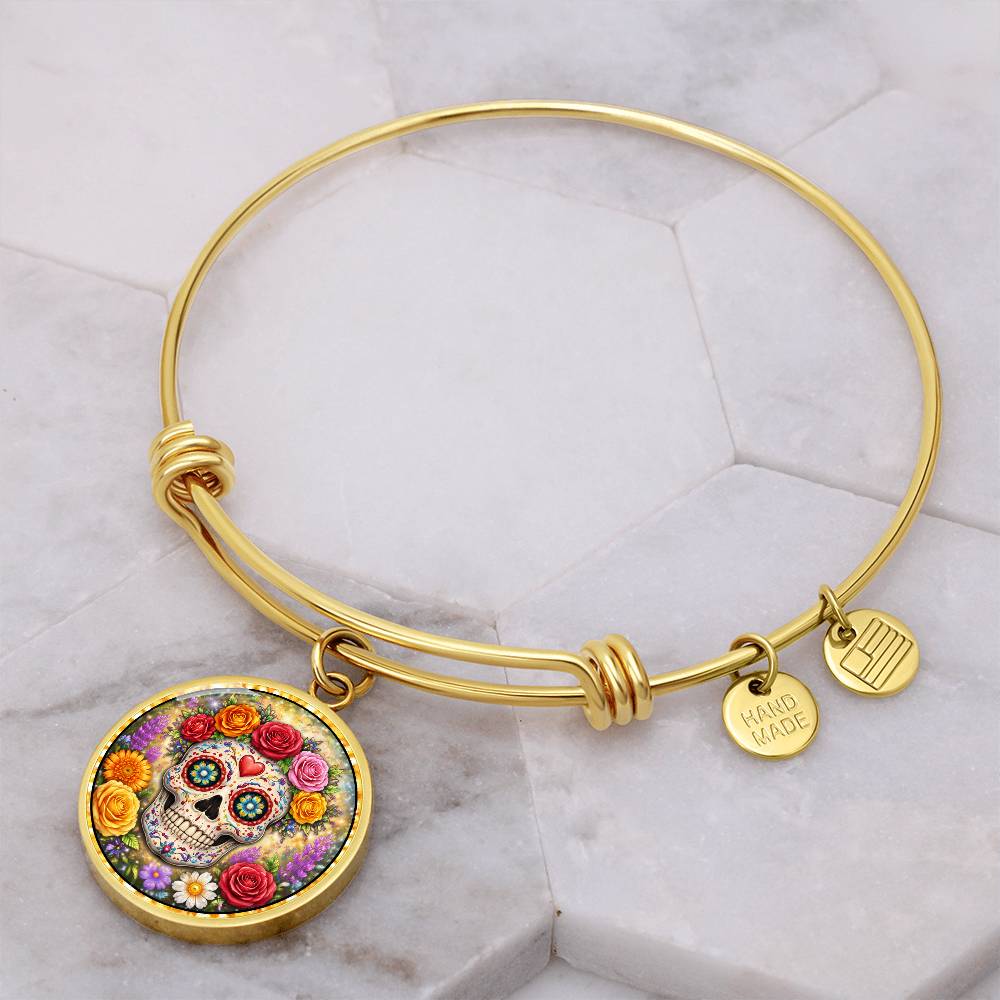 Sugar Skull Personalized Engraved Necklace Bracelet or Keychain