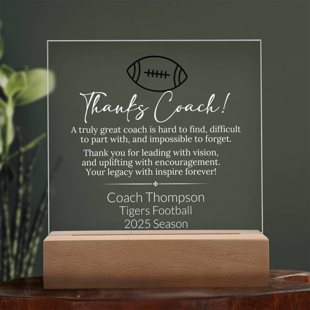 Football Coach Acrylic Square Plaque