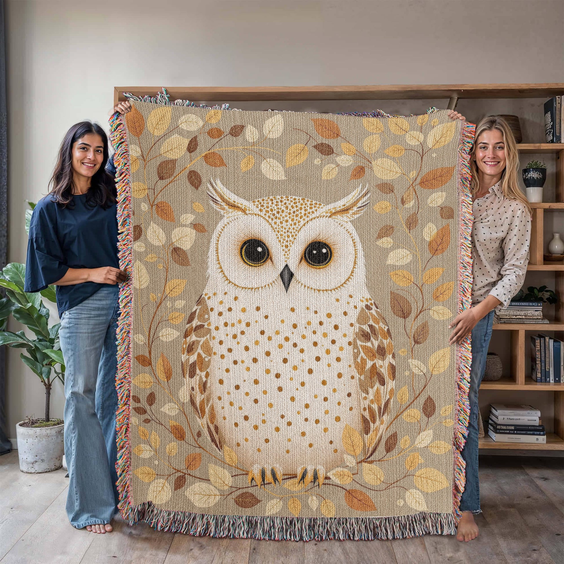 Owl Woven Cotton Throw Blanket-[Heartfelt Family Gift]