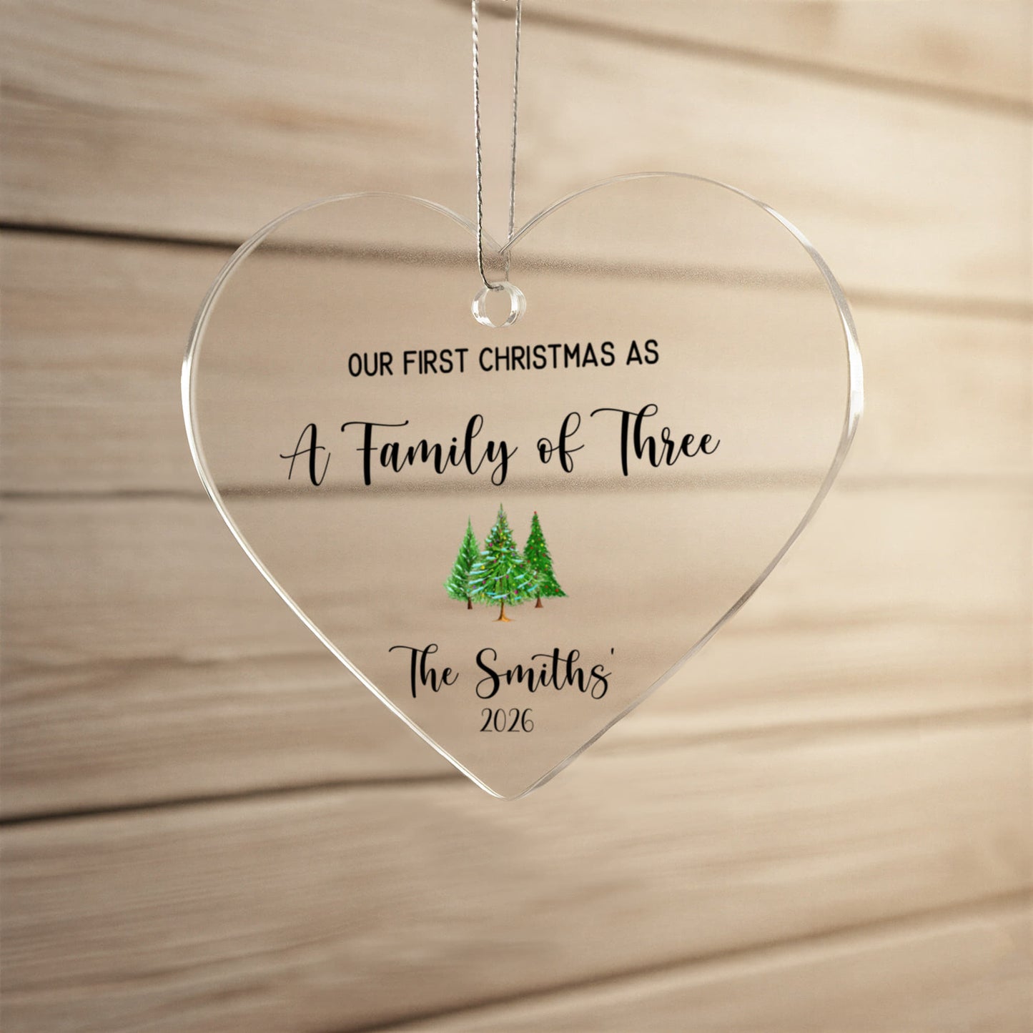 First Christmas As A Family of Three Ceramic Heart Ornament
