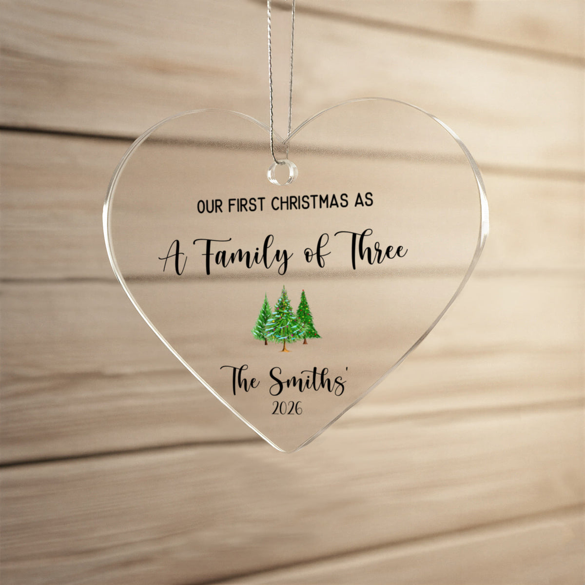 First Christmas As A Family of Three Ceramic Heart Ornament