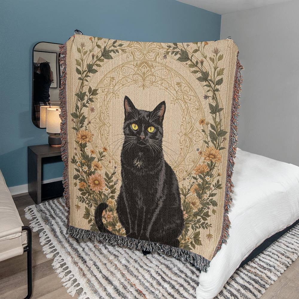 Black Cat Woven Blanket-[Heartfelt Family Gift]
