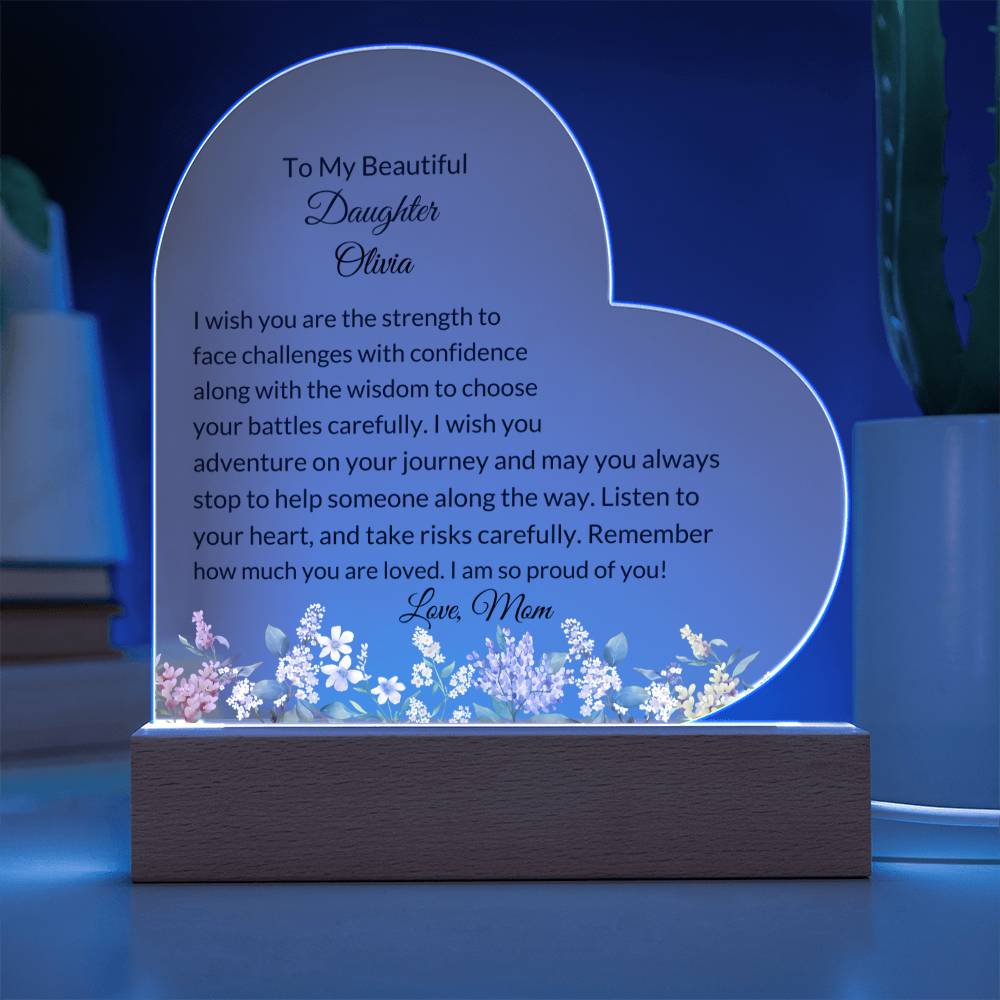 Daughter Personalized LED  Heart Plaque