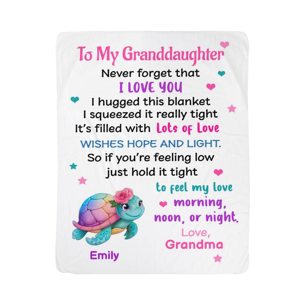 Personalized Granddaughter Blanket, Sea Animal Design, Sherpa Fleece Throw, Cozy Bedding, Decorative Nursery Blanket
