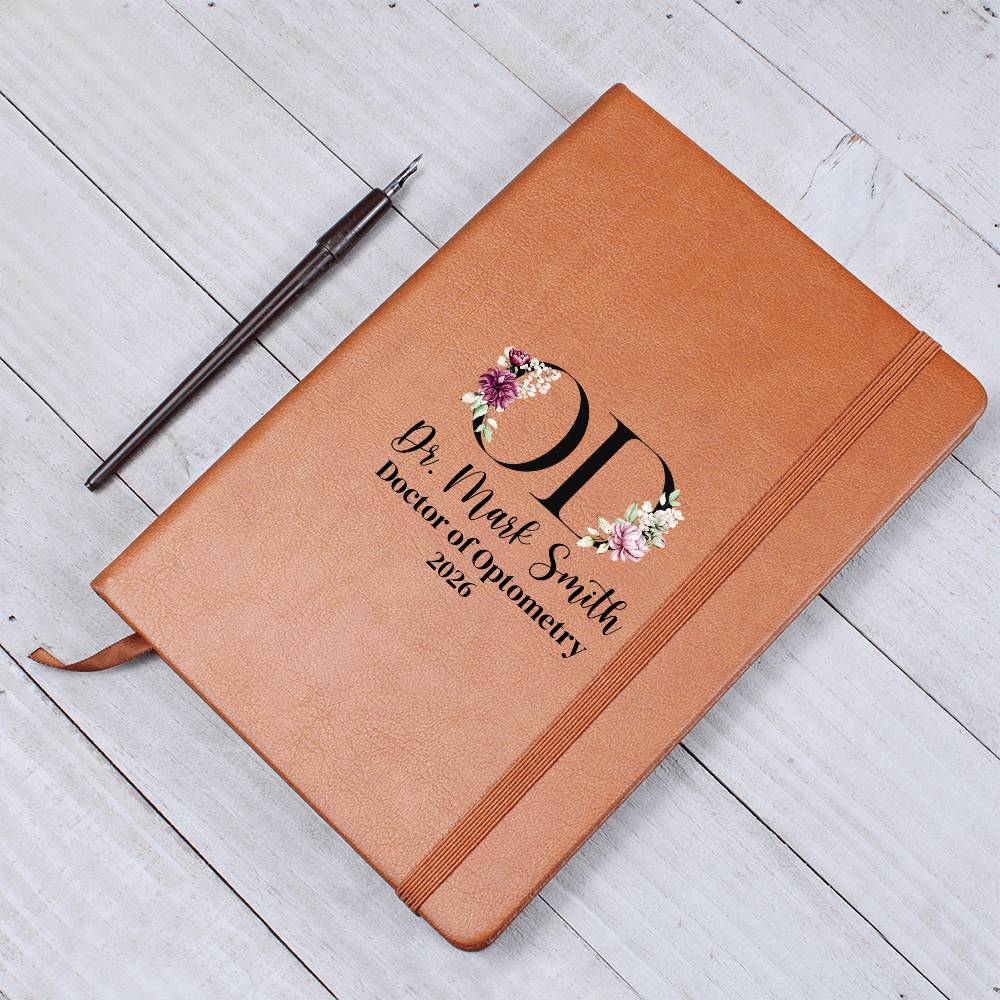 Personalized OD Journal, Optometry Gift, Custom Doctor of Optometry 2026 Notebook, Vegan Leather Cover, Graduation Gift