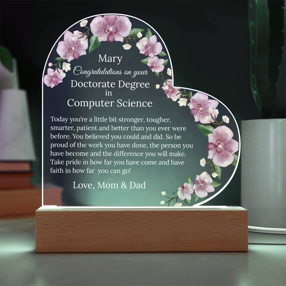 Personalized Doctorate Degree Graduation Plaque
