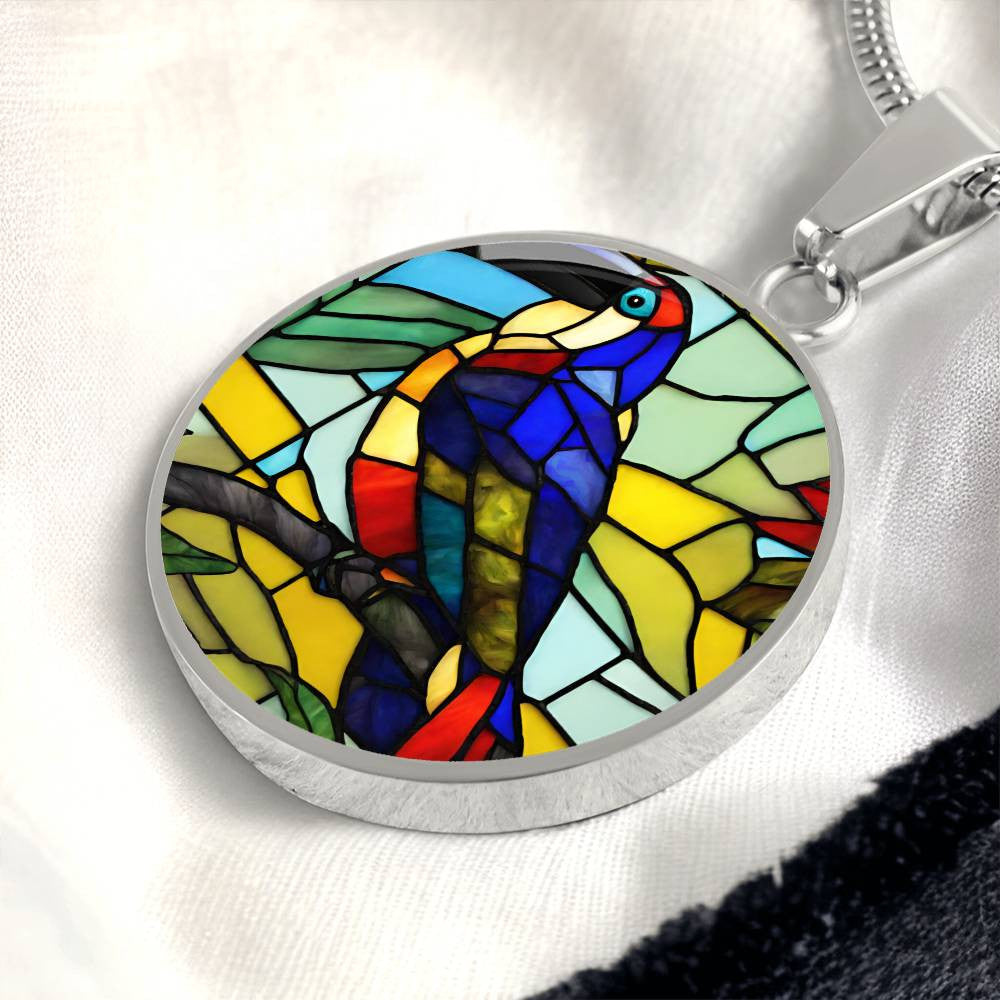 tucan 2 Polar Bear Round Pendant Necklace in Gold or silver-[Heartfelt Family Gift]