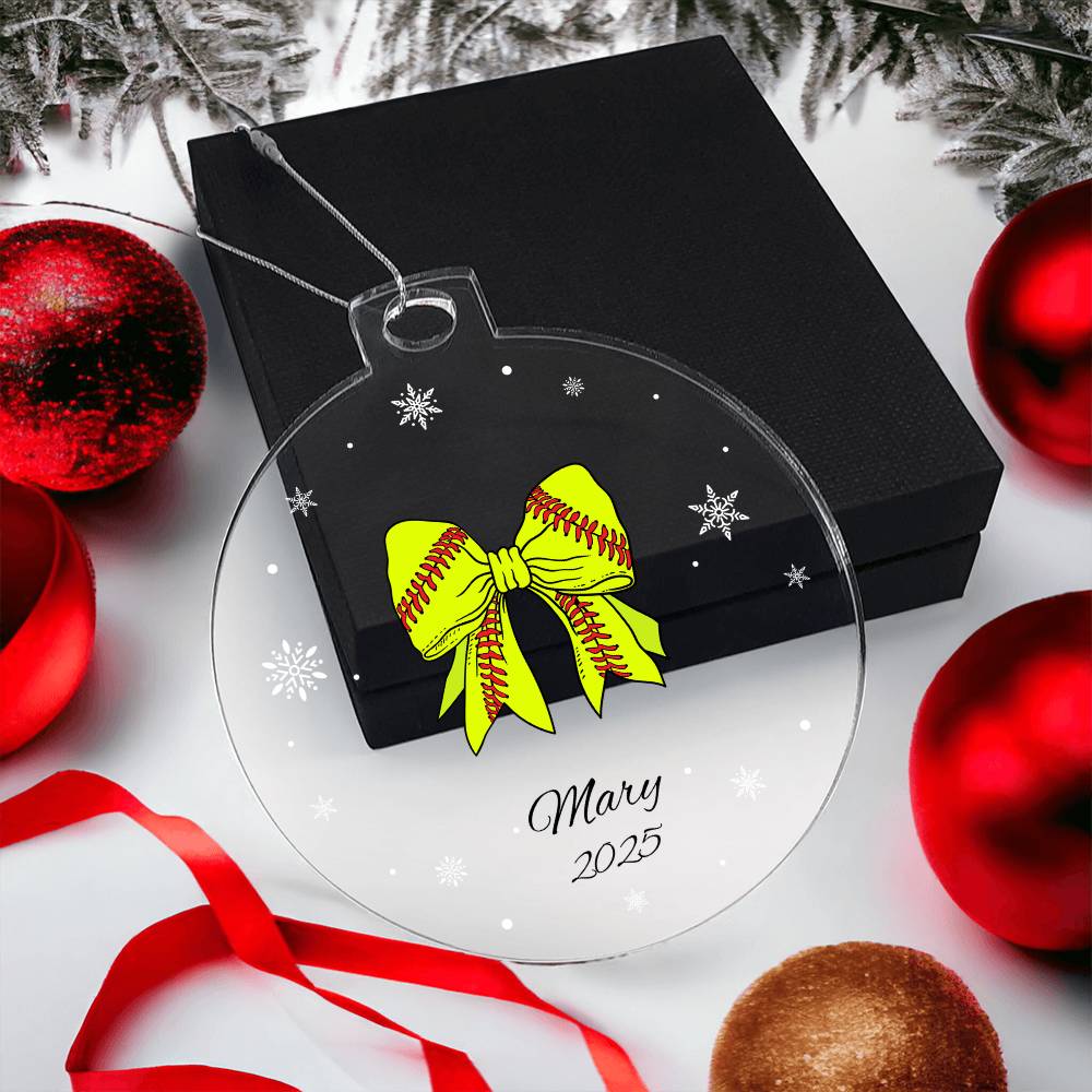 Personalized Softball Christmas Ornament