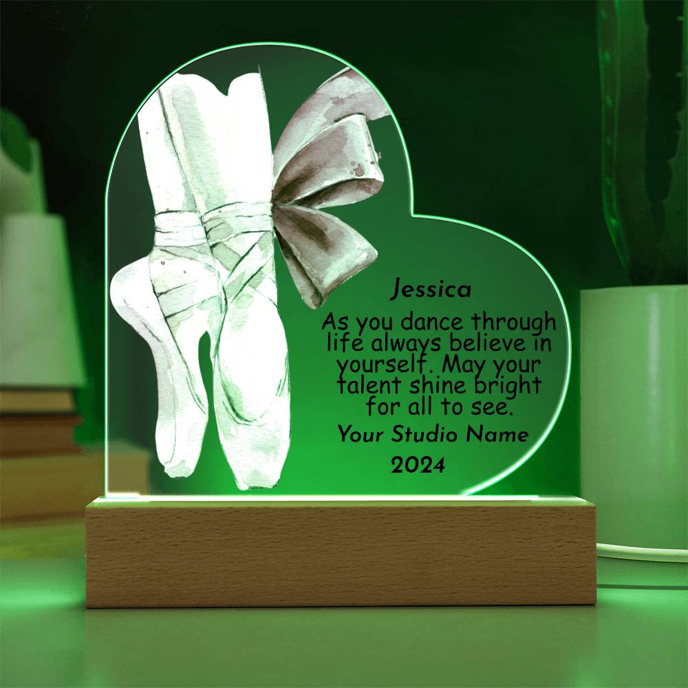 Personalized Dance Gift for Recital or Senior Year Acrylic Heart Plaque-[Heartfelt Family Gift]