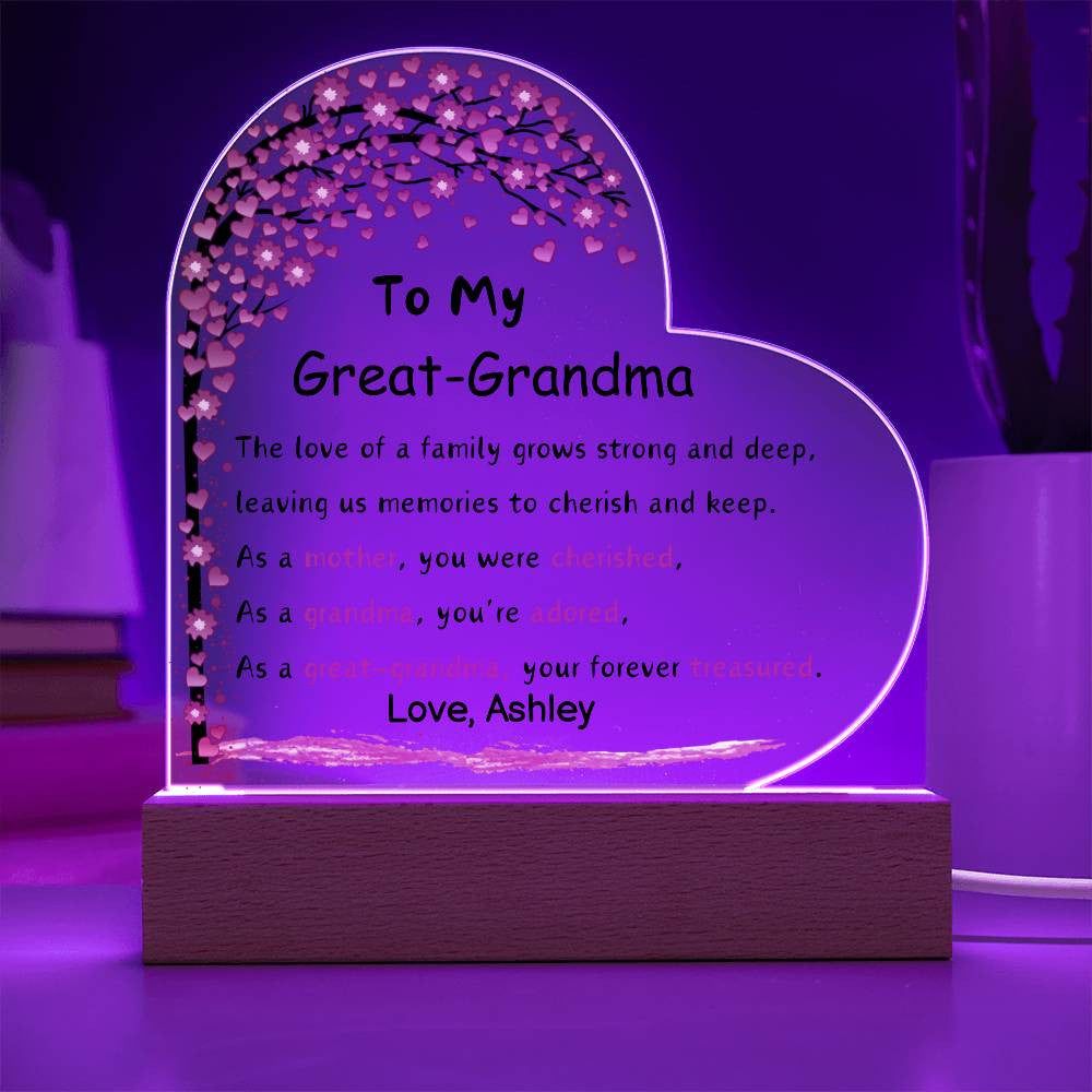 Great Grandma Acrylic Heart Plaque-[Heartfelt Family Gift]