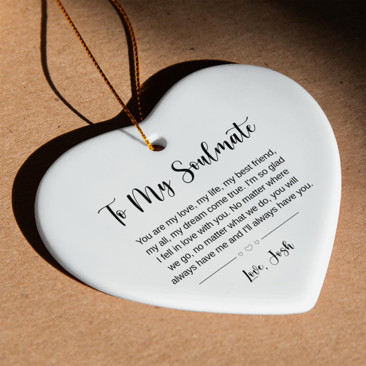 Personalized Ceramic Heart Ornament for Couples