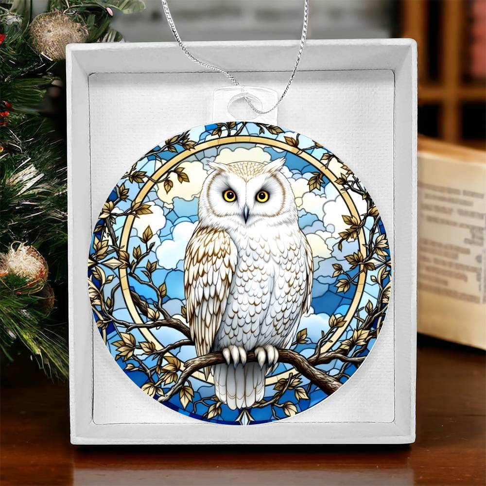 Snowy Owl Acrylic Christmas Ornament