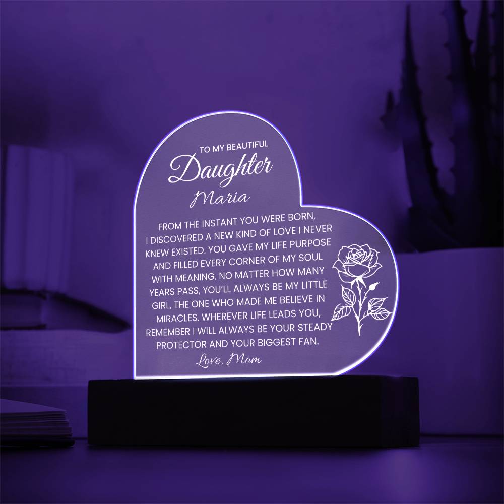 Daughter LED Lighted Acrylic Heart Plaque Gift