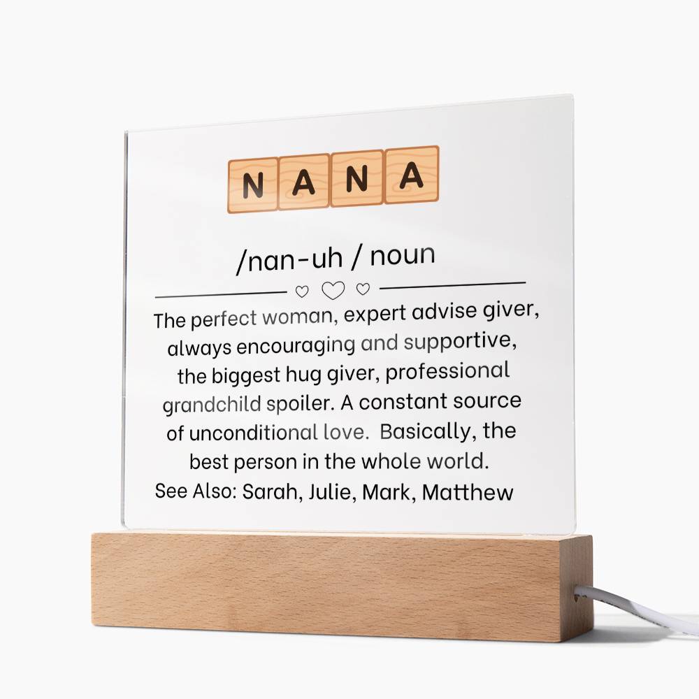 Custom Nana Acrylic Plaque Gift for Grandmother