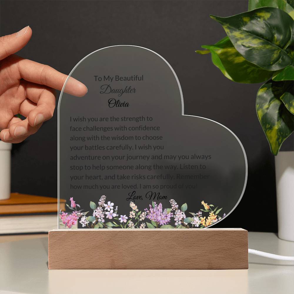 Daughter Personalized LED  Heart Plaque