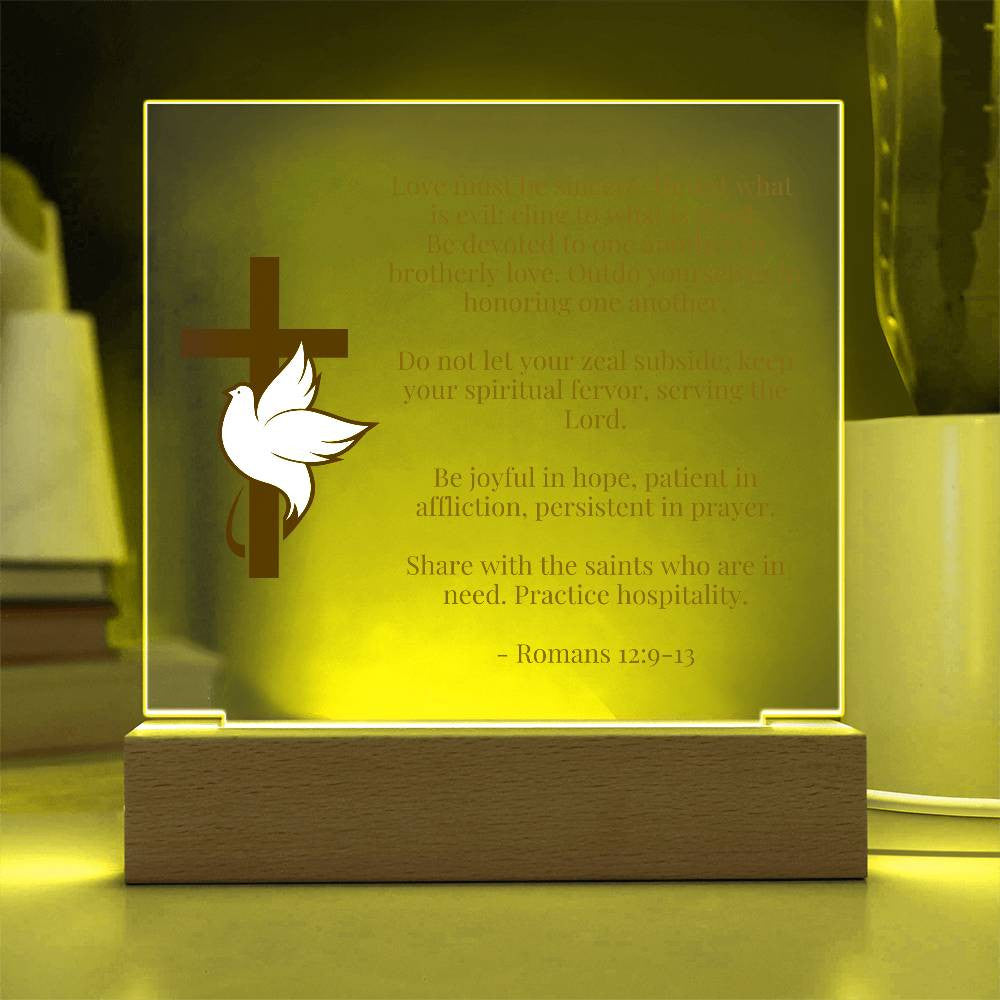 Christian Bible Verse Romans 12:9 Acrylic Plaque-[Heartfelt Family Gift]