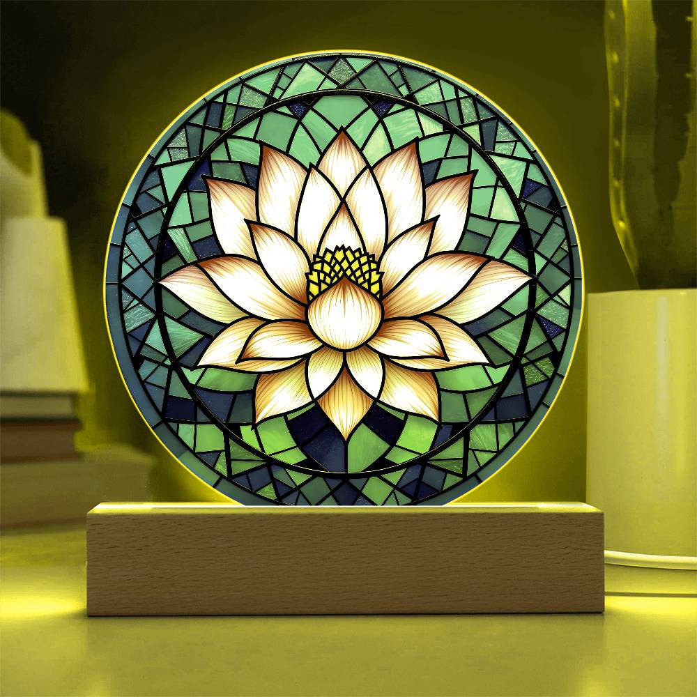 Lotus Flower Acrylic Nightlight Plaque-[Heartfelt Family Gift]