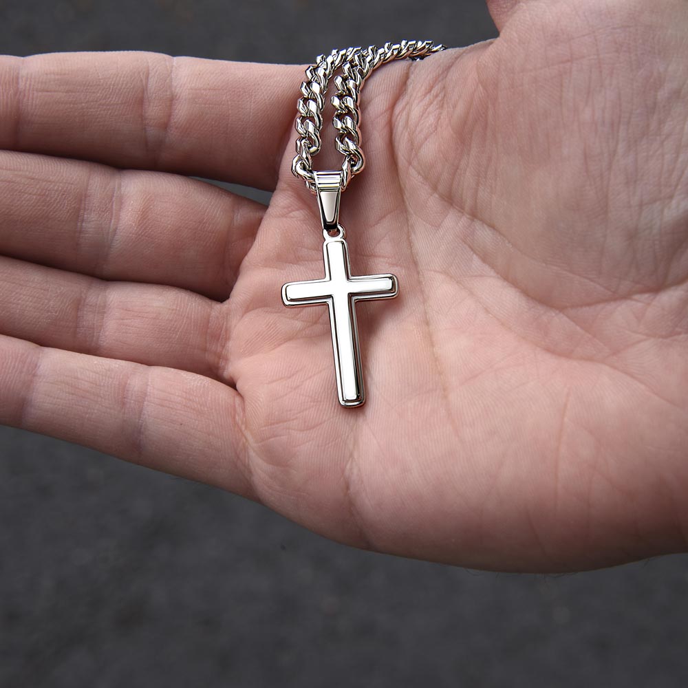 Graduation Cross Necklace Gift with Cuban Link Chain