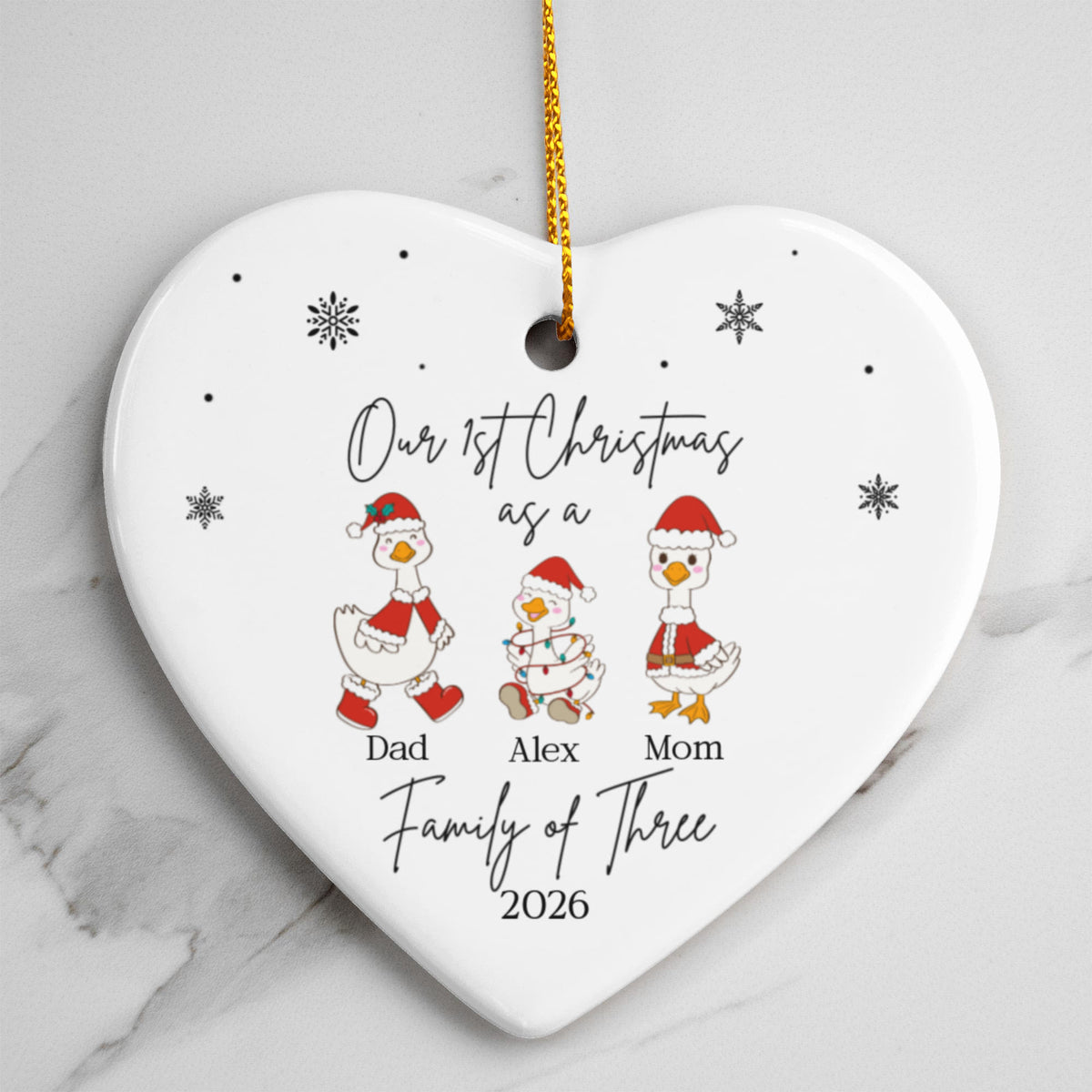 Family of Three Goose Christmas Ornament