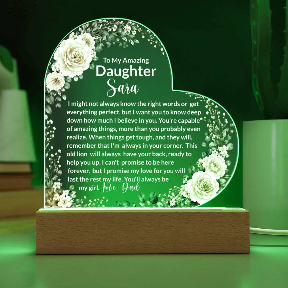 Heart LED Light Plaque Gift from Dad