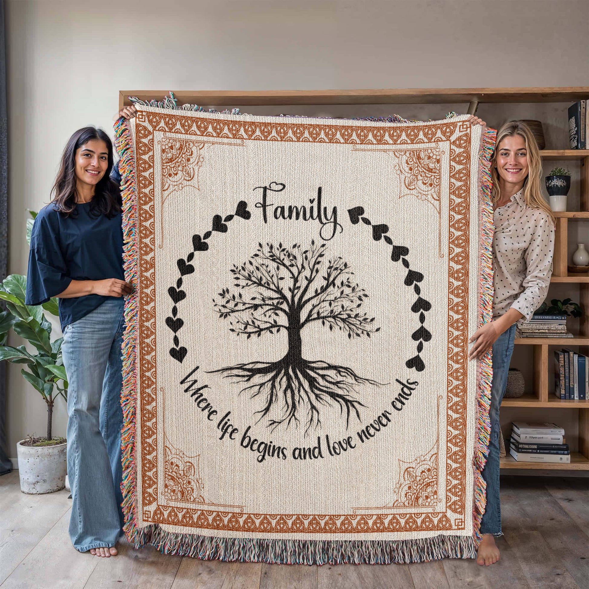 Heirloom Woven Blanket Family-Where life-[Heartfelt Family Gift]