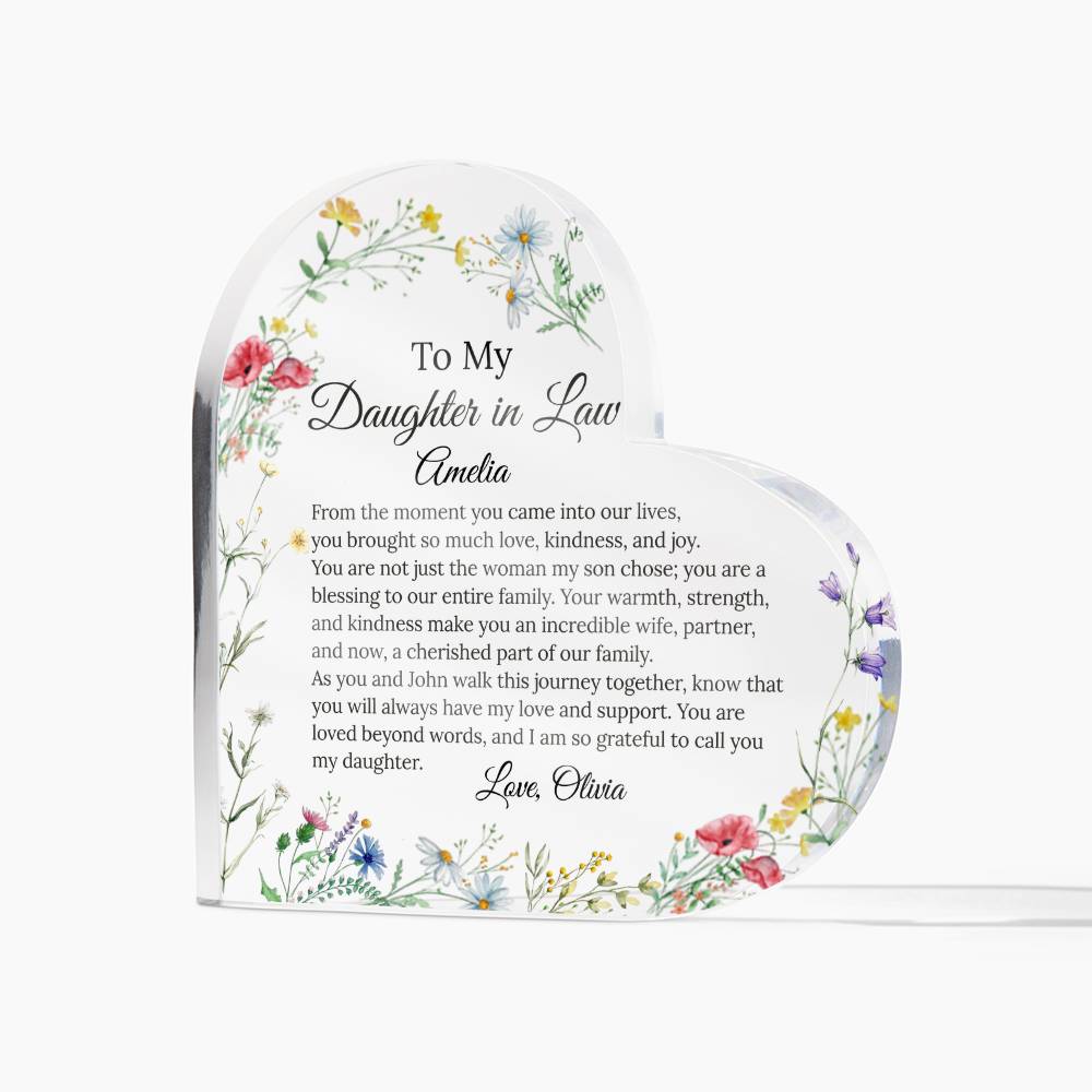 Personalized Heart Acrylic Plaque Gift for Daughter-In-Law