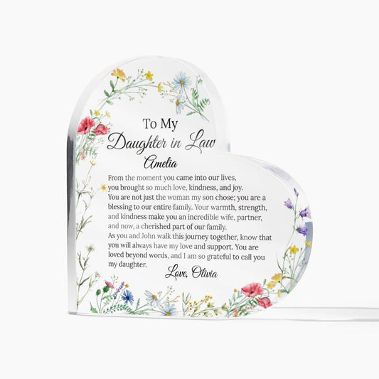 Personalized Heart Acrylic Plaque Gift for Daughter-In-Law