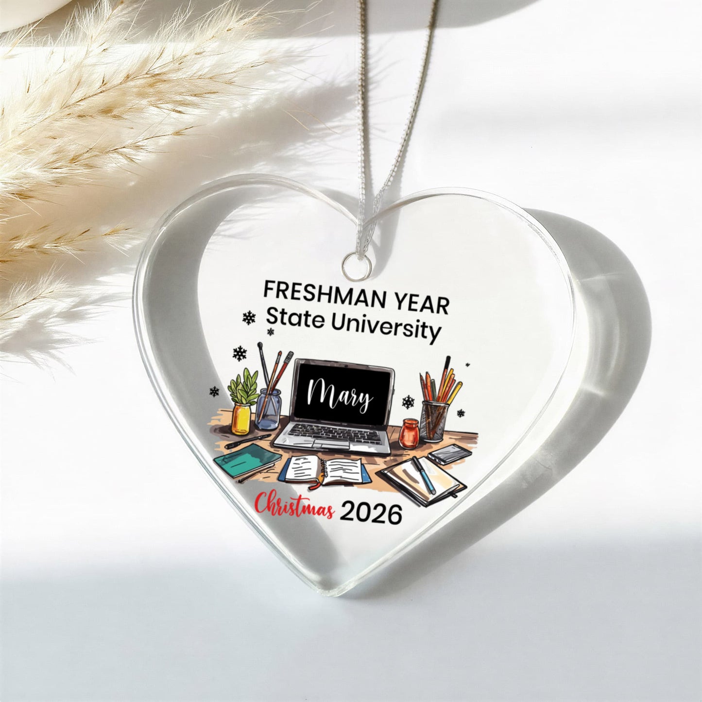 Freshman Year of College Acrylic Heart Ornament