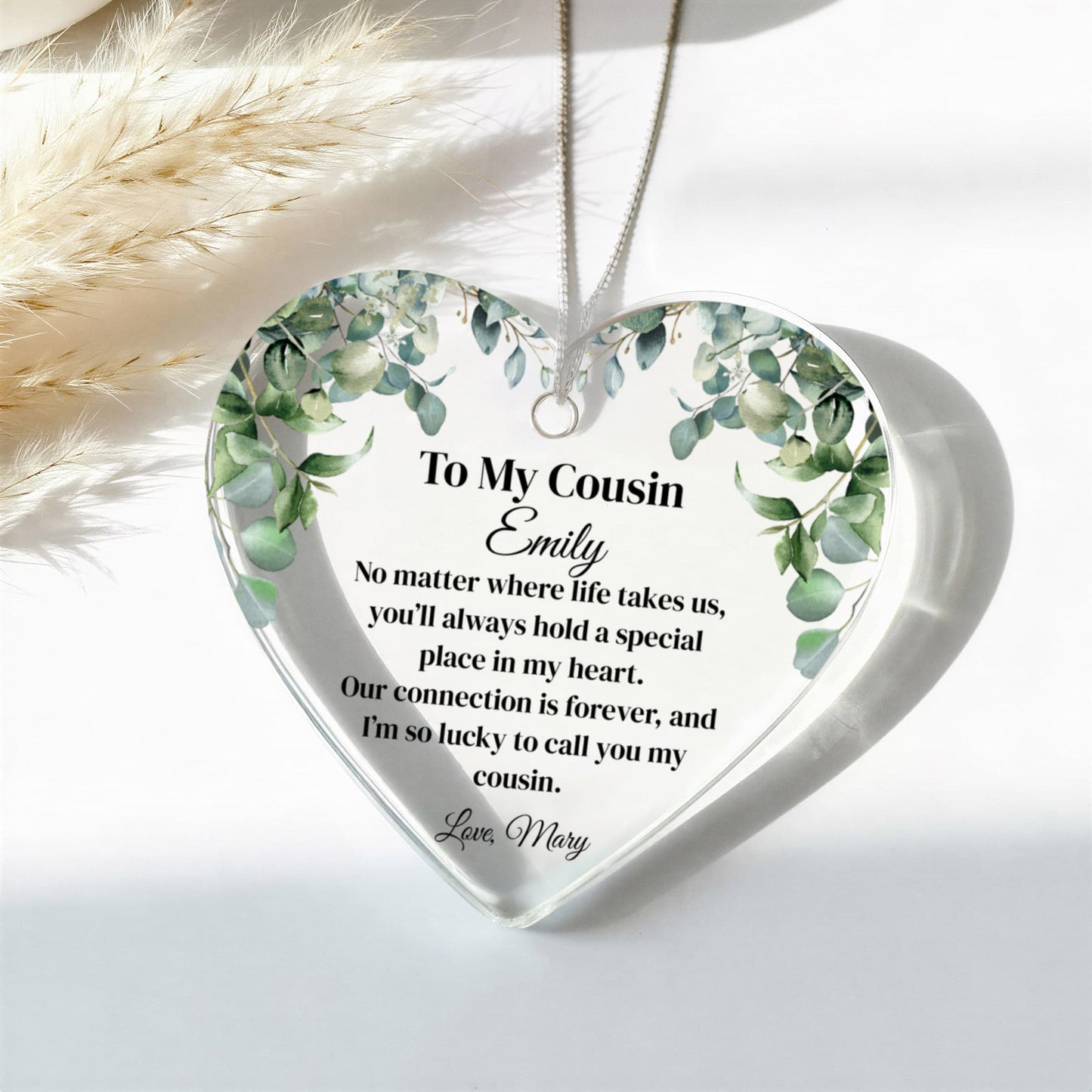 Cousin Acrylic Heart Ornament