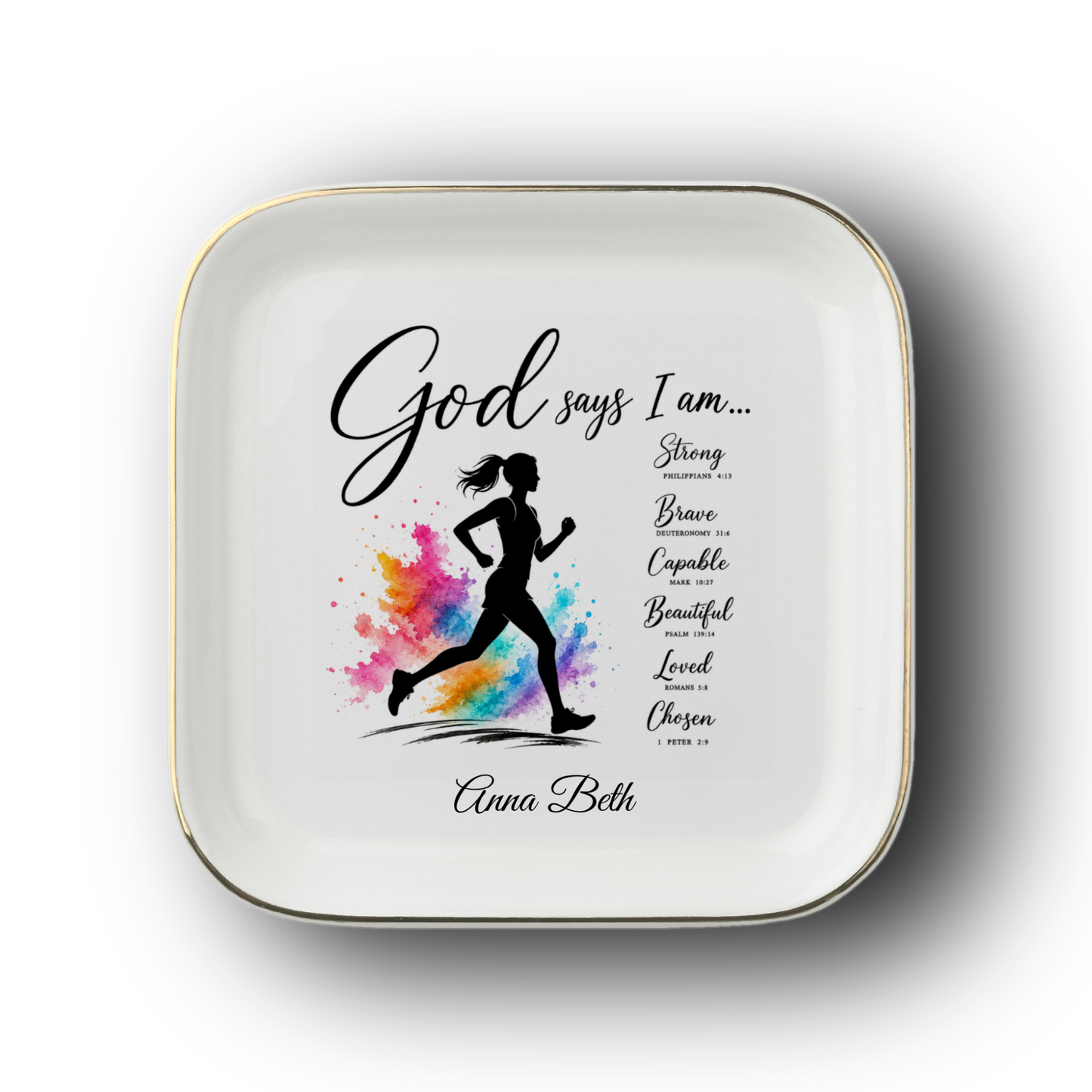 Running Christian Jewelry Dish, Faith Gift for Runner