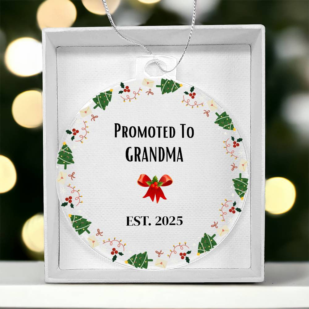 Promoted to Grandma Acrylic Round Christmas Ornament-[Heartfelt Family Gift]