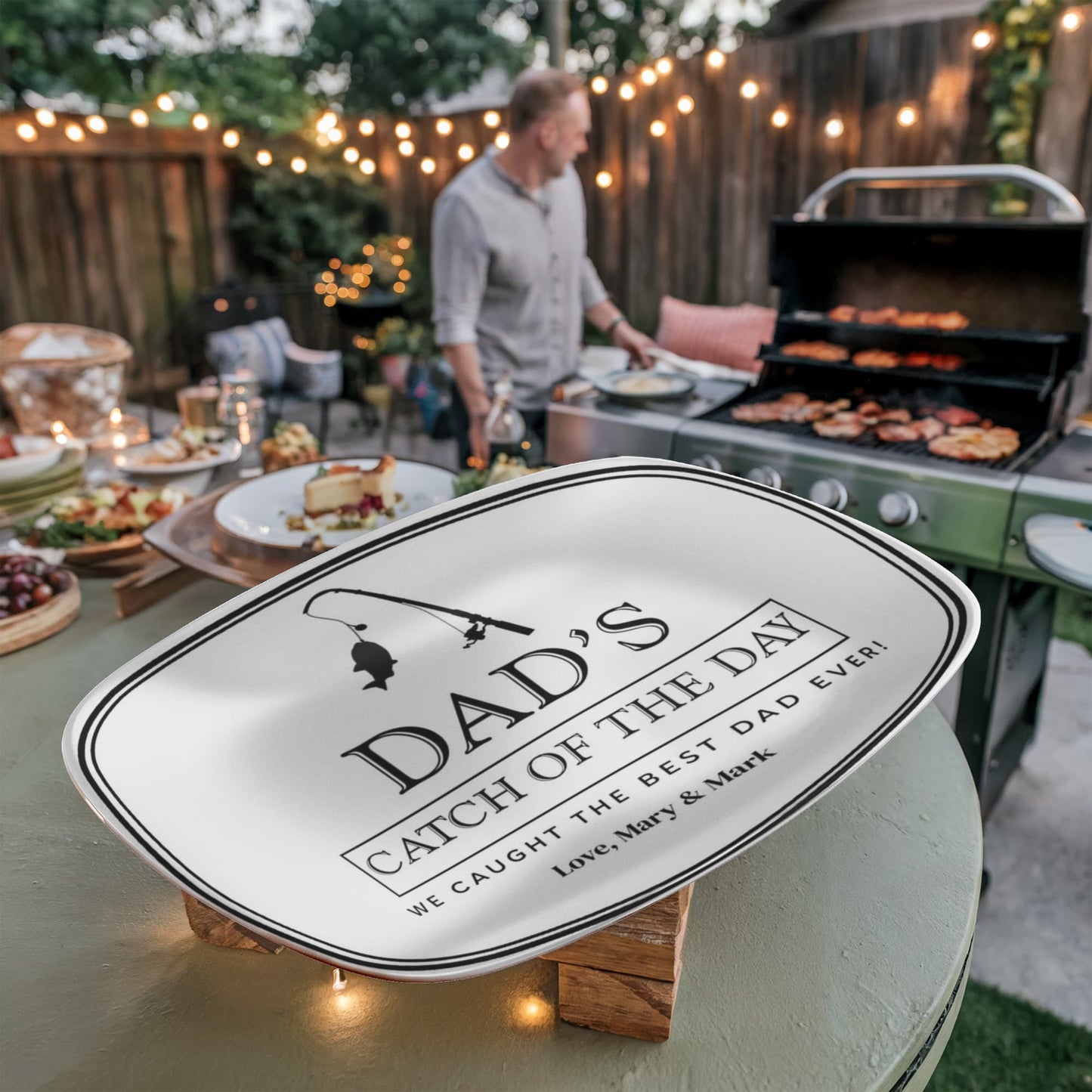 Dad's Catch Fish Platter, Personalized Fish Serving Tray