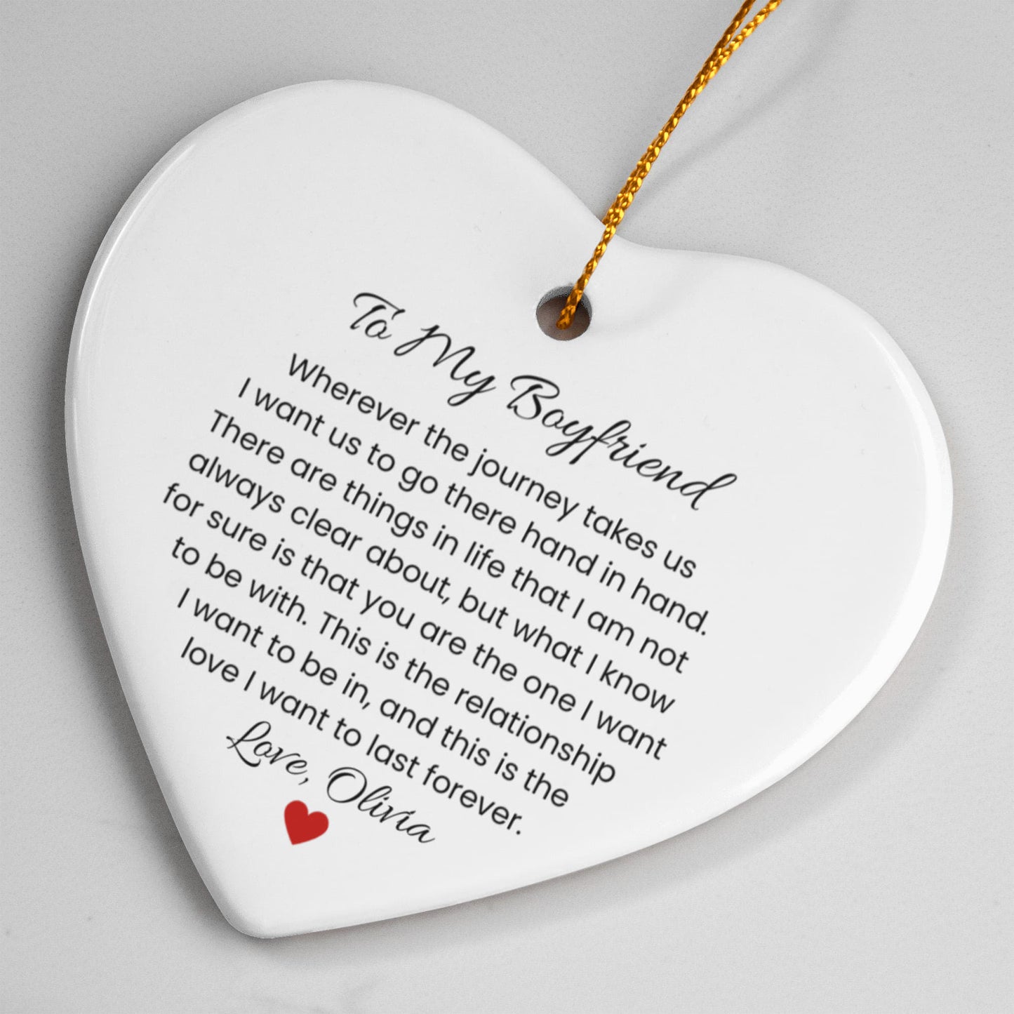 Romantic Ceramic Ornament Gift for Boyfriend, Anniversary Gift, First Christmas Keepsake, Engagement gift, Birthday Present