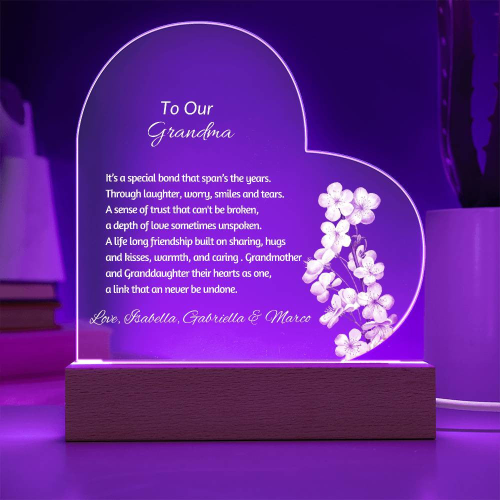 Grandmother LED Heart Plaque from Grandkids