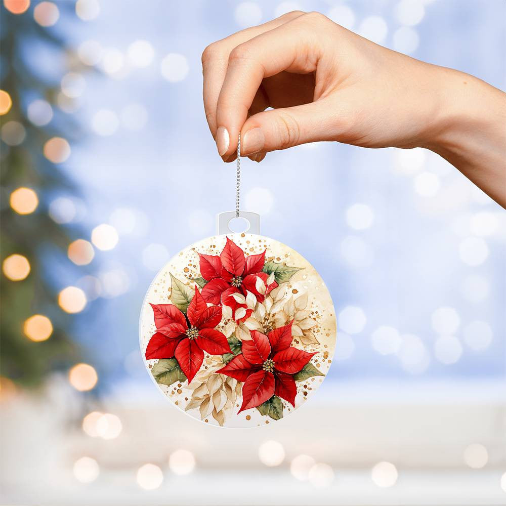 Poinsettia Penquin Acrylic Christmas Ornament-[Heartfelt Family Gift]