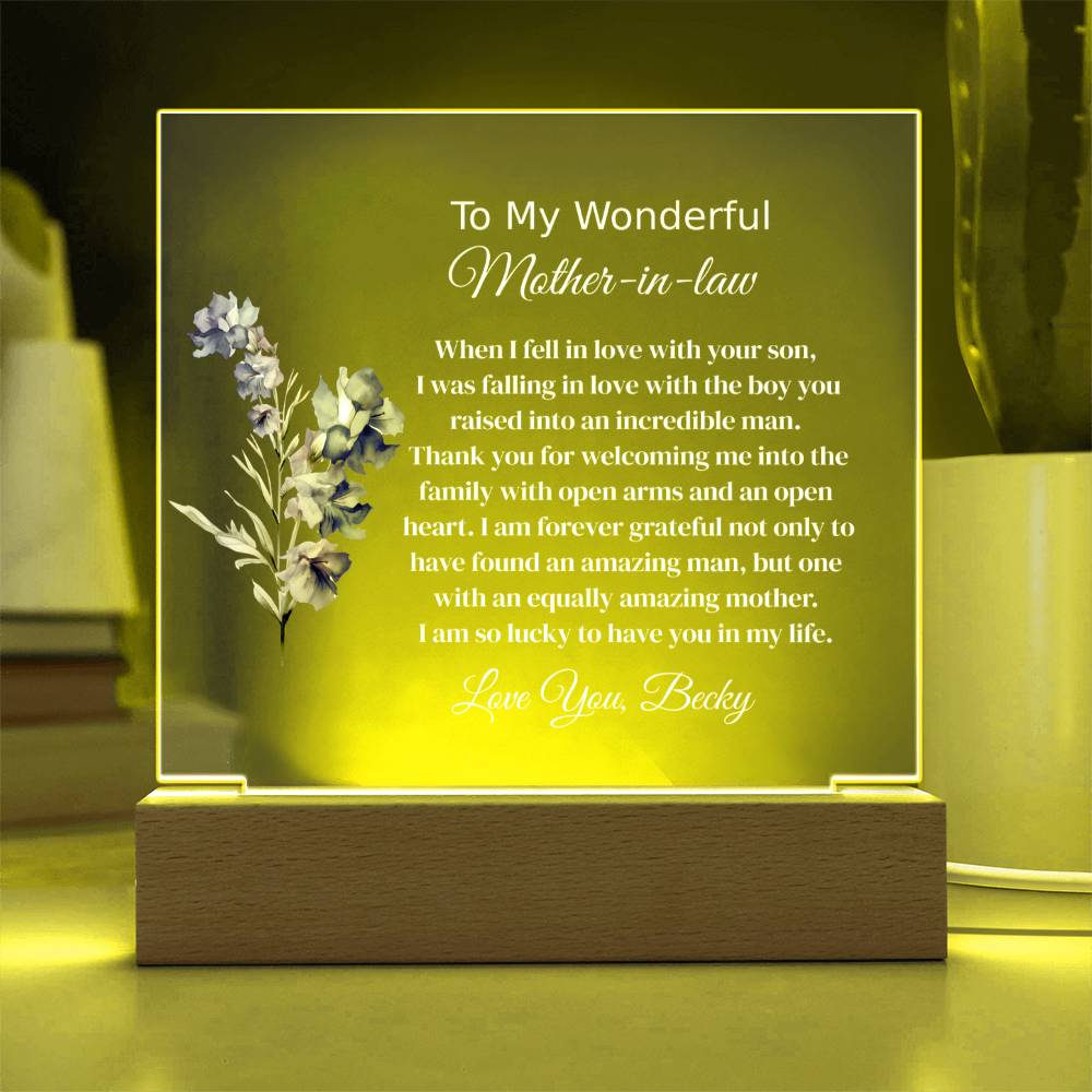 Personalized Mother In Law Lighted Plaque