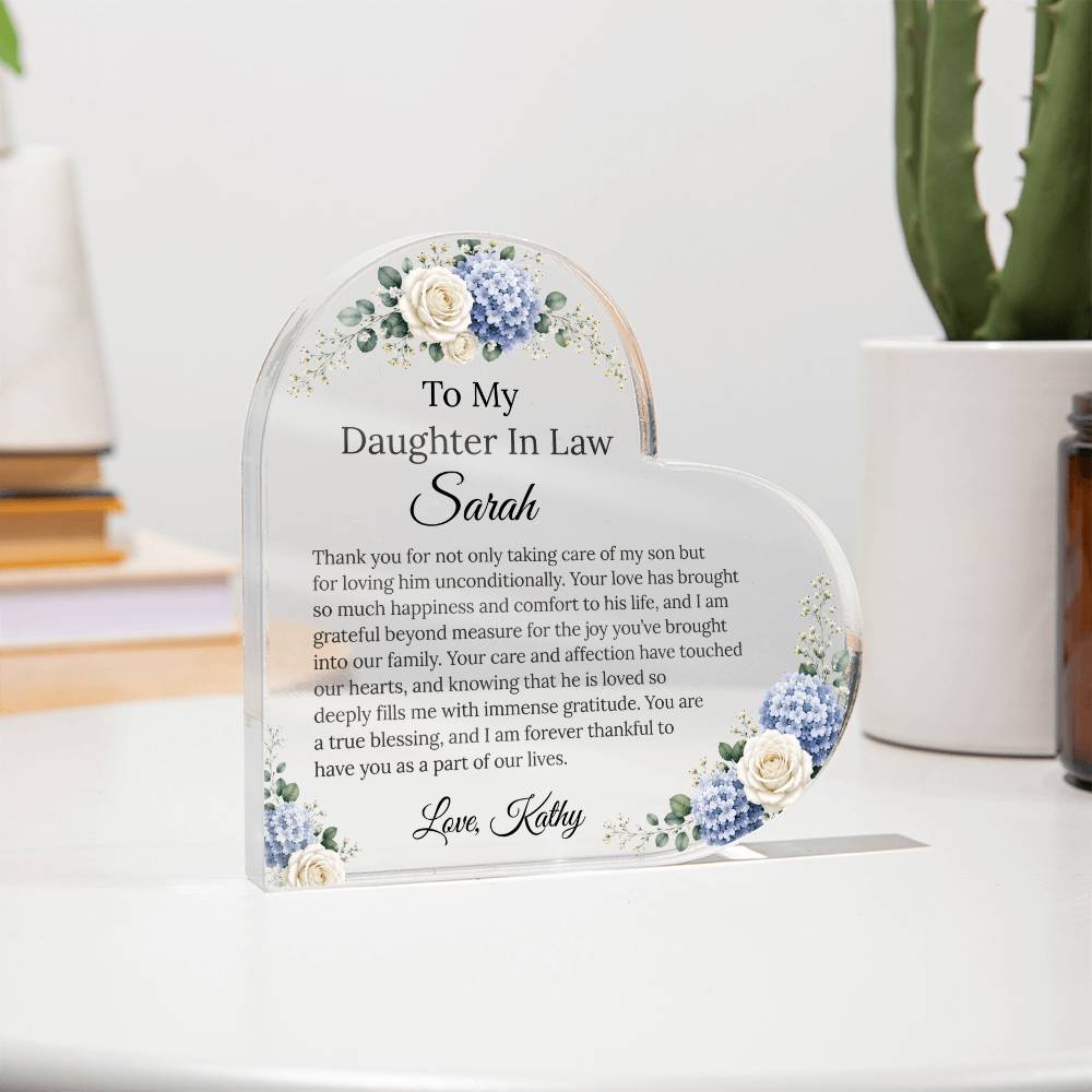 Personalized Heart Acrylic Plaque Gift for Daughter-In-Law