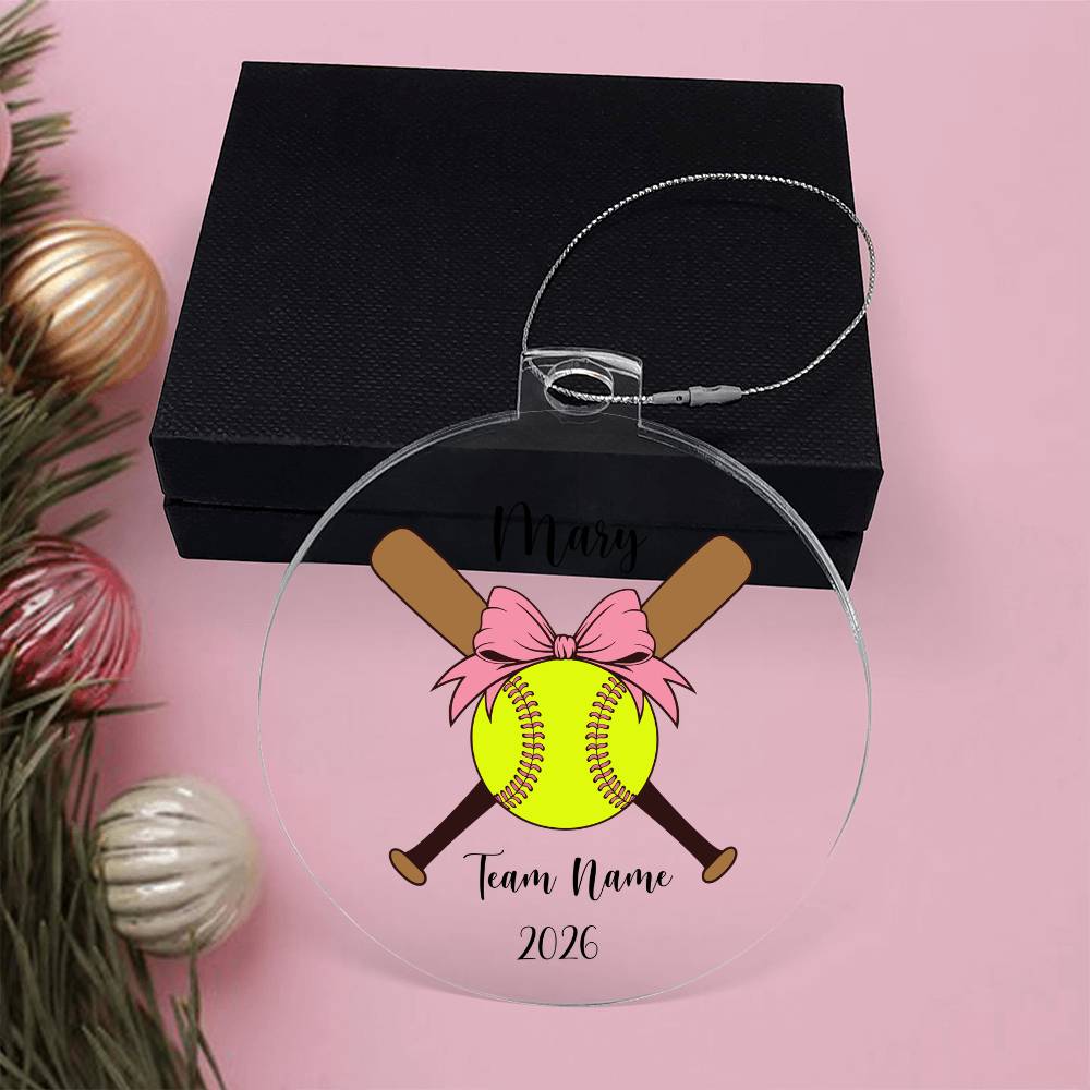 Personalized Softball Christmas Ornament