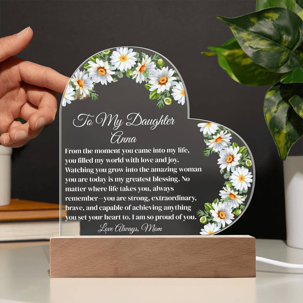 Personalized Daughter Lighted Acrylic Heart Plaque