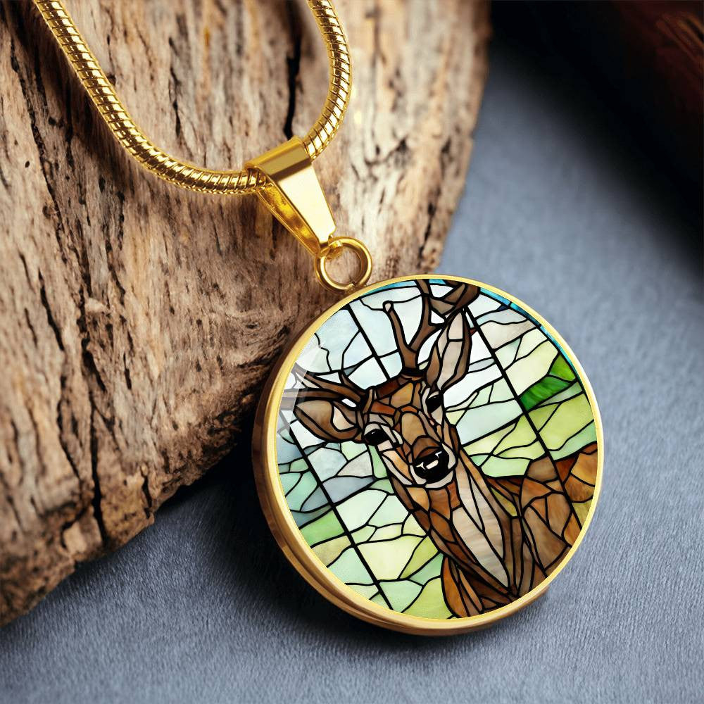 Deer Faux Stained Glass Necklace or Charm Bracelet-[Heartfelt Family Gift]