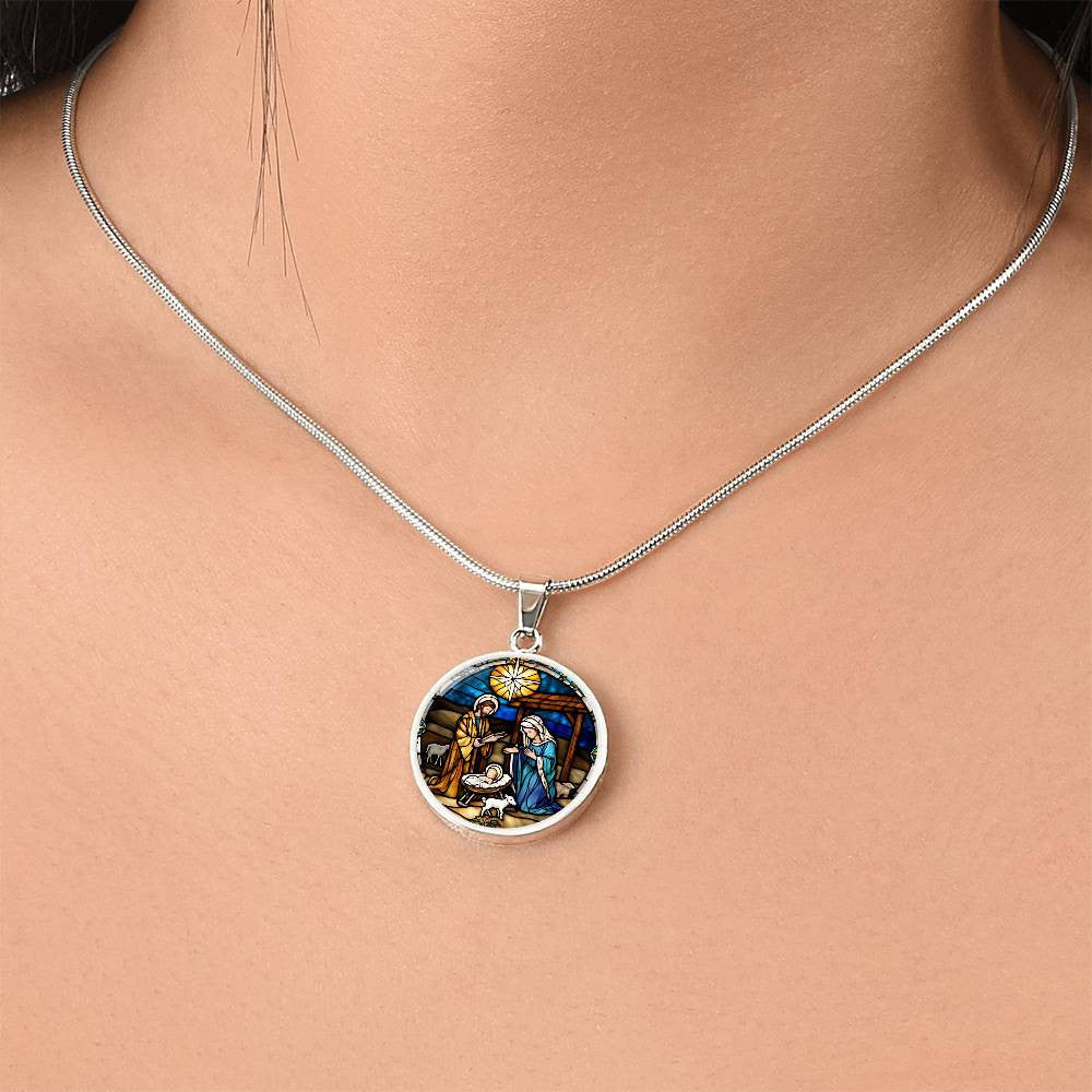 Baby Jesus Mary and Joseph Necklace