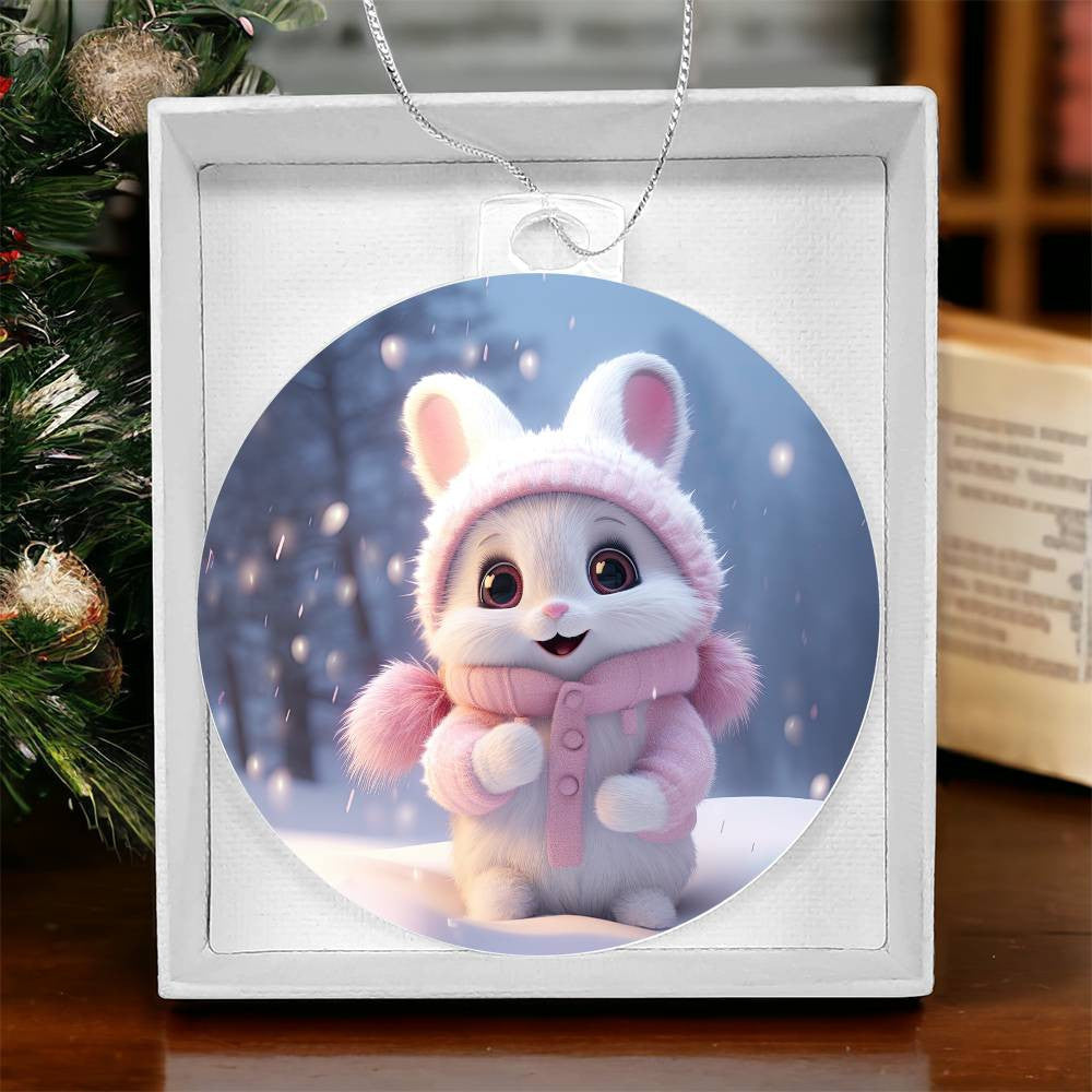 Bunny Acrylic Christmas Ornament-[Heartfelt Family Gift]