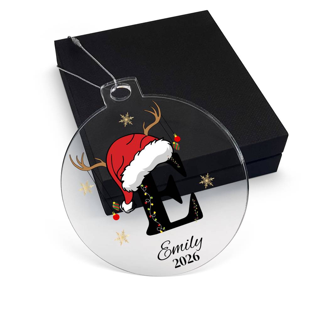 Personalized Letter Name Santa Hat Christmas Ornament
