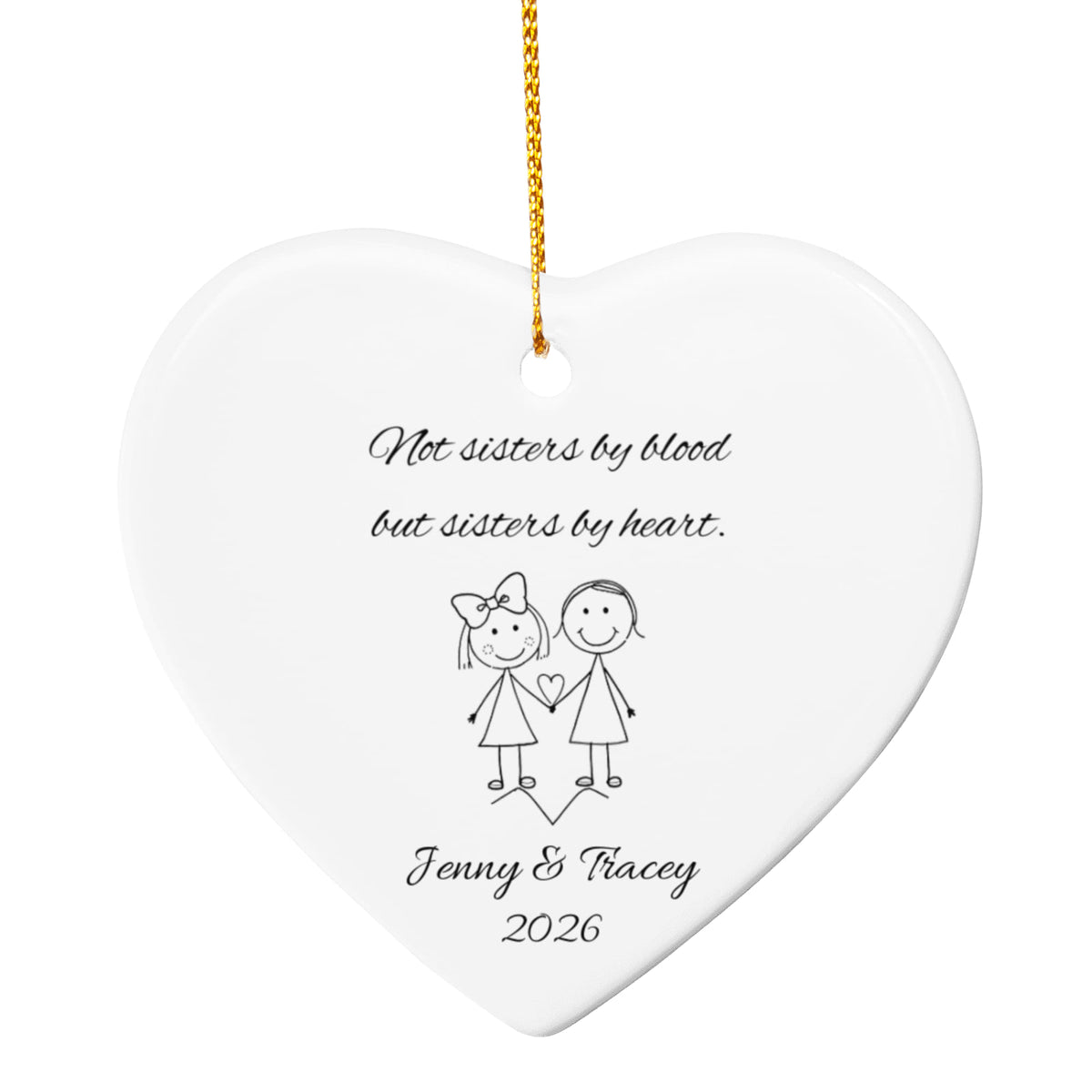 Soul Sister Best Friend Ceramic Heart Ornament