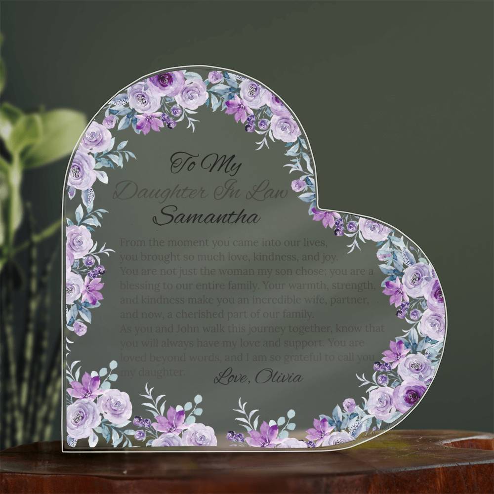 Personalized Heart Acrylic Plaque Gift for Daughter-In-Law