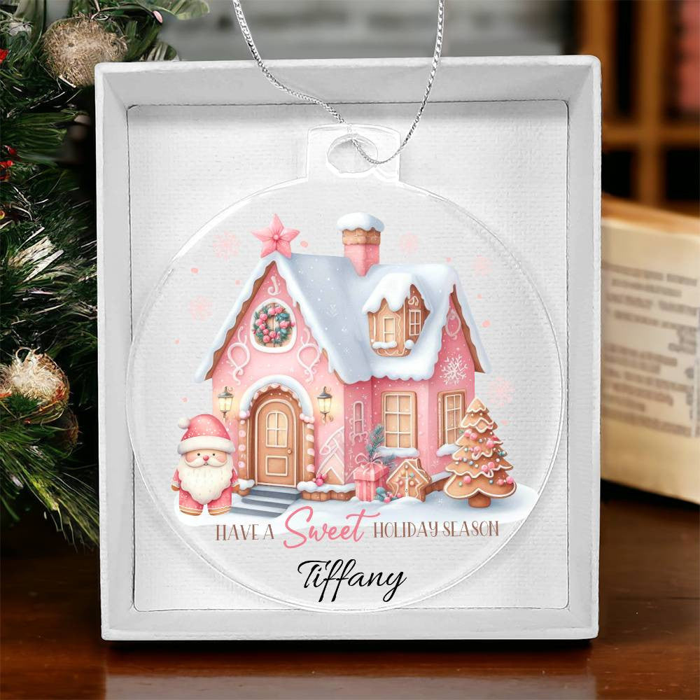 Pink holiday season Acrylic Christmas Ornament-[Heartfelt Family Gift]