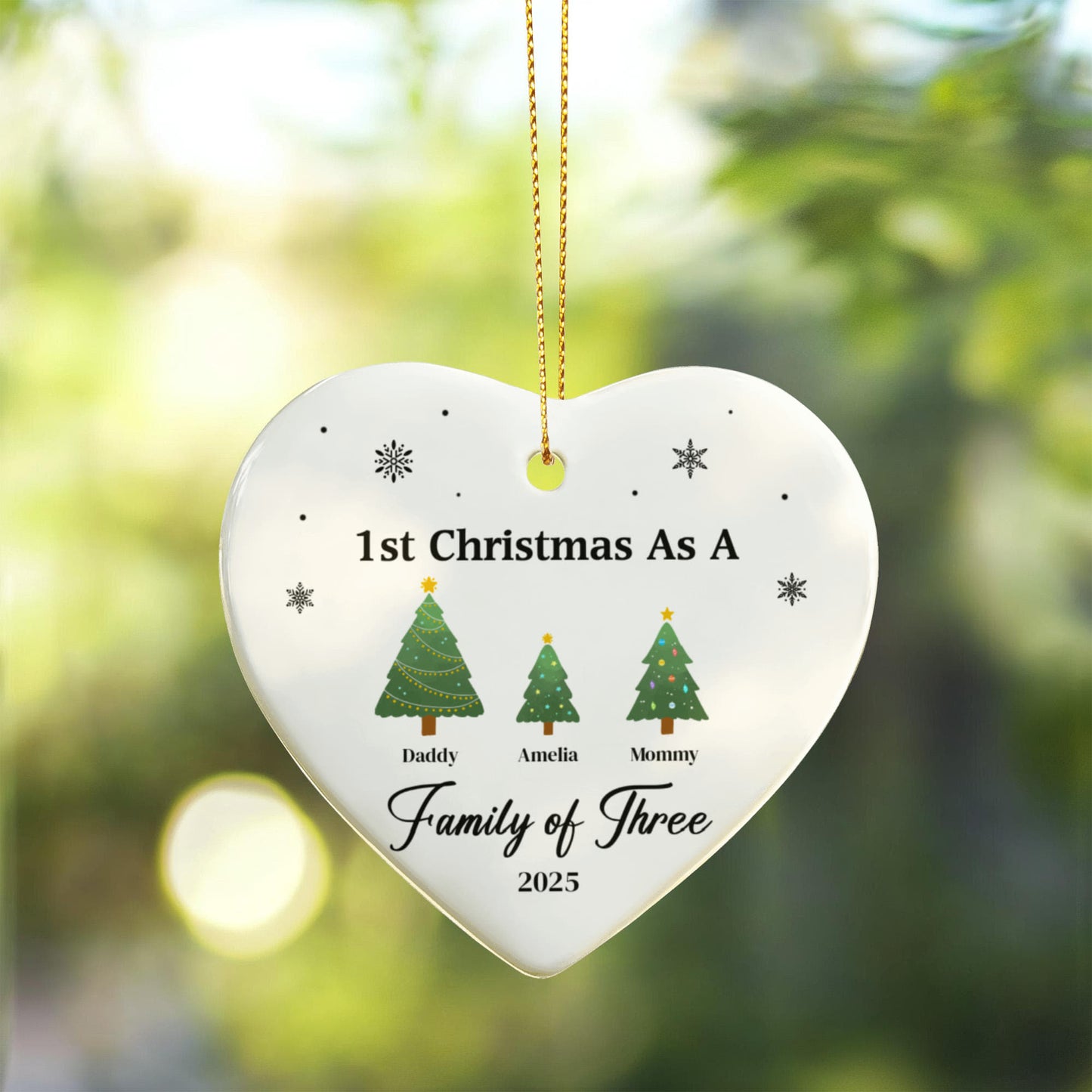 1st Christmas as a Family of Three Christmas Ornament