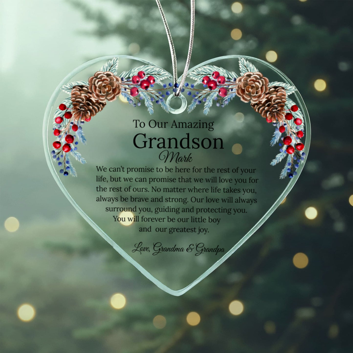 Grandson Acrylic Heart Ornament
