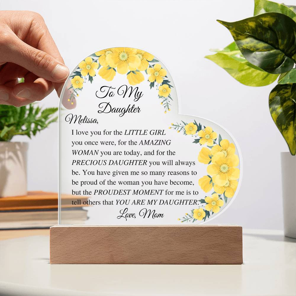 Daughter Acrylic Heart Plaque-[Heartfelt Family Gift]